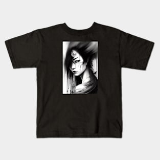 Gothic Girl Ink Art Kids T-Shirt